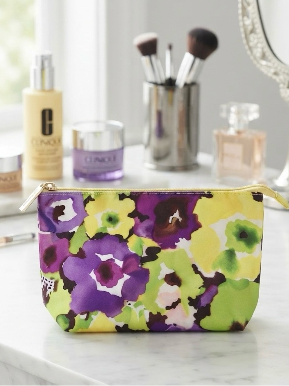 Clinique floral cosmetic bag